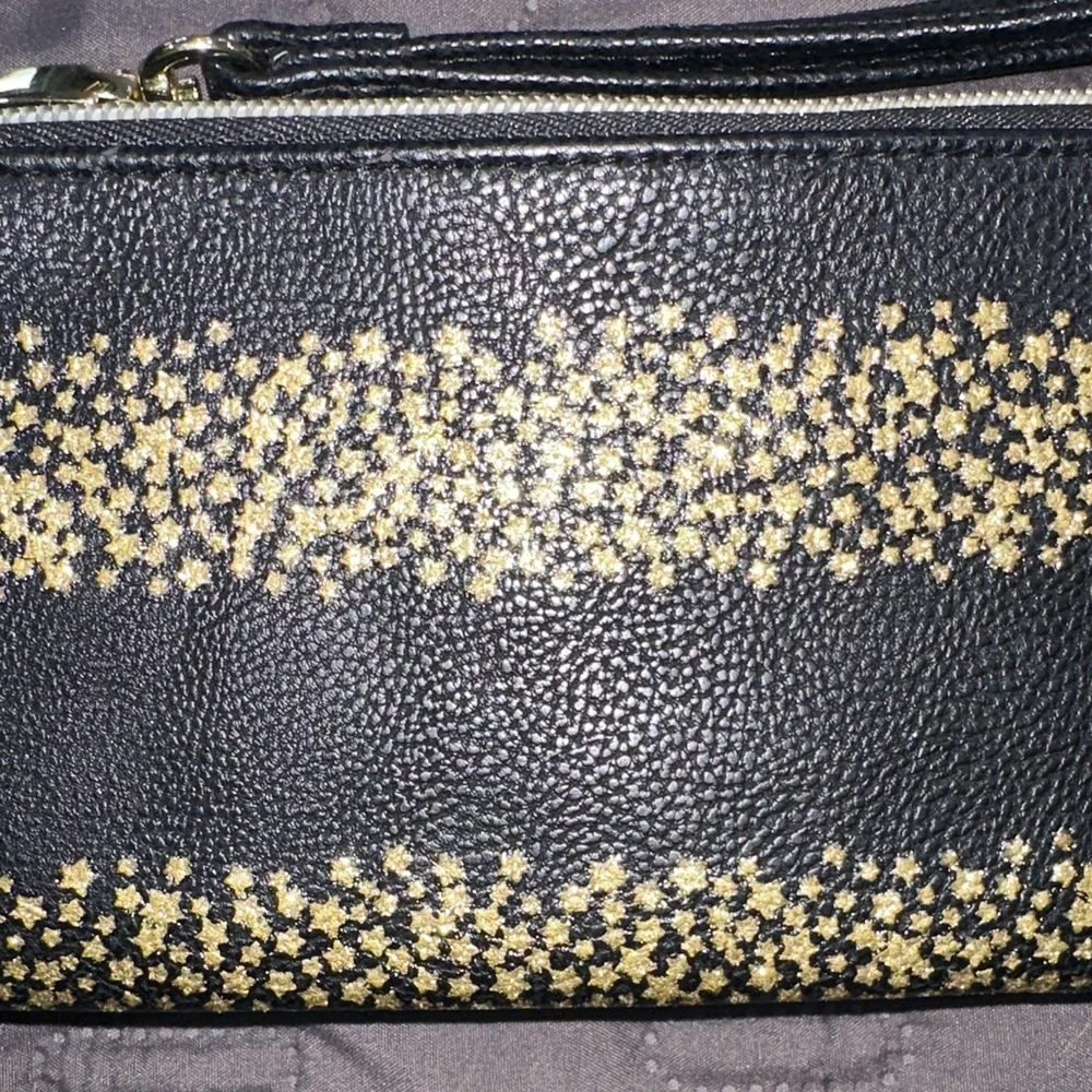 Betsey Johnson Wallet - Black With Gold Stars